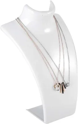 Image de Organiseur de colliers en acrylique avec mannequin, couleur blanche.