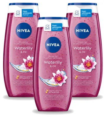 Zdjęcie produktu dla 3 sztuki żelu pod prysznic Nivea Waterlily & Oil - 250 ml - zestaw ekonomiczny
