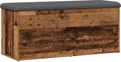 Image de vidaXL Banc avec espace de rangement imitation vieux bois 102x42x45 cm Matériau dérivé du bois