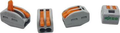 Produktbild von 10 Stück Wago 222-412 Verbindungsklemme 2 Leiter mit Betätigungshebel 0,08-4 mm², grau