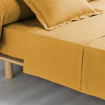 Produktbild von Innen: Bettwäsche (180 x 290 cm), aus Perkal, Farbe Ocker, aus Perkal-Baumwolle