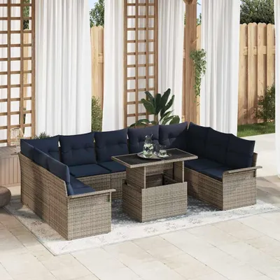 Produktbild von Maison Exclusive - Sofa Set 10 stk. Grau Poly-Rattan