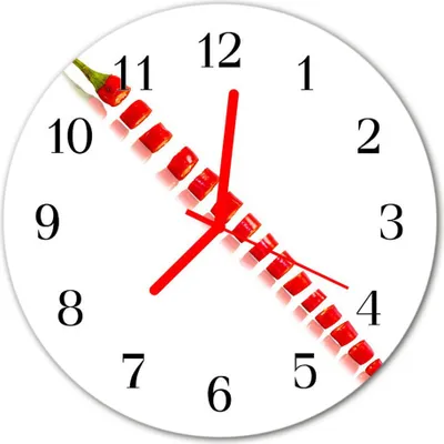 Produktbild von Glasuhr Wanduhr Küchenuhr Echt-Glas 30fi cm Chilipfeffer rot