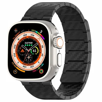 Produktbild von Für Apple Watch Ultra 2 / 1 49mm Carbonfaser Magnetisches Ersatz Smart Armband Schwarz