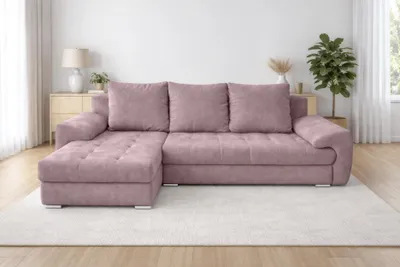 Produktbild von AX LIVING Manisa Wohnzimmer Couch L Rosa Sofa mit Schlarffunktion L