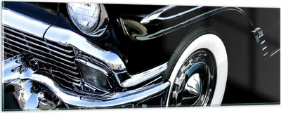 Produktbild von Bilder auf glas - Auto Chrom Kuba - 90x30cm - Glasbilder - Wandbilder - Kunstdruck - zum Aufhängen bereit - Wanddekoration aus Glas - Glas Bilder - Wandbild auf Glas - Einteilig - GAB90x30-1451