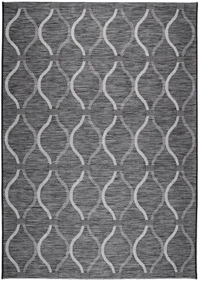 Imagen del producto de Alfombra de pelo corto Padiro Design, 120 x 170 cm, color gris oscuro, diseño geométrico moderno, apta para interiores y exteriores, compatible con suelo radiante