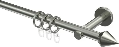 Produktbild von Interdeco Gardinenstange / Vorhangstange Edelstahl-Optik, Typ Medium Castello (Doppelkegel), 16 mm Ø 1-läufig, 600 cm