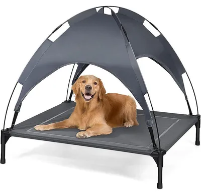 Obrázok produktu pre Vyvýšená psia posteľ s baldachýnom GT-AR7353L, 91,4 x 81,3 x 81,3 cm, sivá