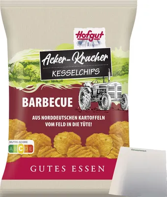Produktbild von Hofgut Chips Acker-Kracher Barbecue (120g Beutel) + usy Block
