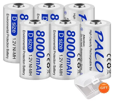 Immagine prodotto di Batteria ricaricabile di tipo D, alta capacità 8000mAh, ampia compatibilità, confezione da 6 batterie