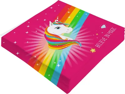 Produktbild von 5 x 20 Servietten Einhorn Believe in Magic 33 x 33 cm