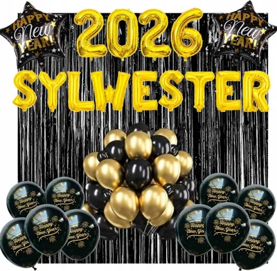 Zdjęcie produktu dla Balony Na Sylwestra 2026 Ścianka Tło Dekoracje Sylwestrowe Girlanda Zestaw