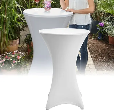 Produktbild von TolleTour Stehtischhusse Stretch Stehtisch Tisch Husse Bistrotisch weiß Ø 70 cm