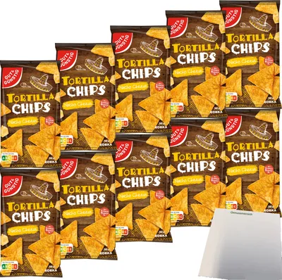 Produktbild von Gut & Günstig Tortillachips Cheese Mais-Chips mit Käsegeschmack  VPE (10x300g Packung) + usy Block