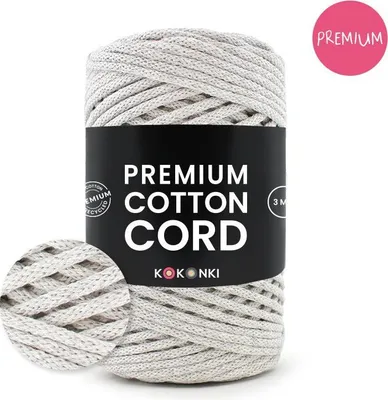 Produktbild von Premium Baumwollkordel 3 mm Kokonki, 100 m Rolle, Farbe 306 Leinen