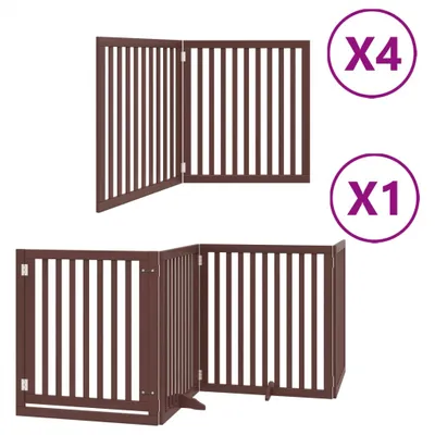 Zdjęcie produktu dla vidaXL 12-częściowa bramka dla psa z drzwiczkami składana brązowa 960 cm drewno topolowe