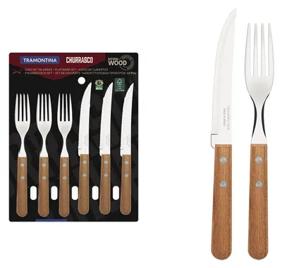 Image de DYNAMIC, couverts pour steak, 12 pièces, bois naturel