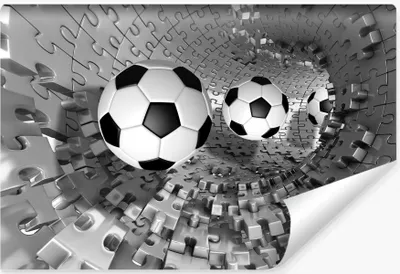 Produktbild von Muralo Vlies Fototapete Für Jugendzimmer TUNNEL FUßBALL Puzzle Abstraktion 3D Br. 368cm x Hö. 254cm