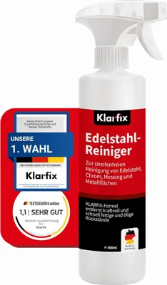 Produktbild von Edelstahlreiniger 500 ml | Fettlöser für Grill, Spüle, Dunstabzug & Küche | Für alle Edelstahl-Oberflächen | Entfernt Verkrustungen & Fingerabdrücke | Germany (1x 500ml)