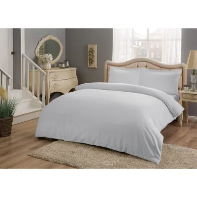 Produktbild von Basic saten bettwäsche-set 200x220cm grau