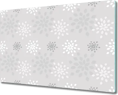 Produktbild von Glas-Herdabdeckplatte Glaskeramikkochfeld-Abdeckung - 80x52 cm - Graue geometrische Blumen