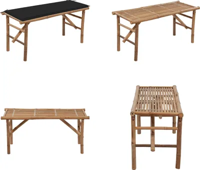 Immagine prodotto di vidaXL Panca da giardino pieghevole con cuscino 118 cm in bambù - Panca da giardino - Panca da giardino - Panca da patio - Panche da patio
