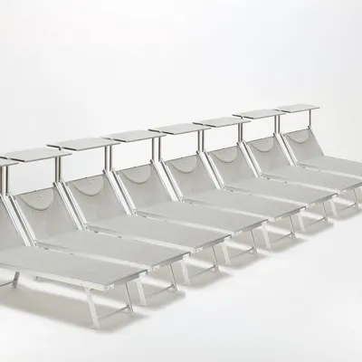 Image de lot de 20 chaises longues de plage en aluminium Santorini - Gris