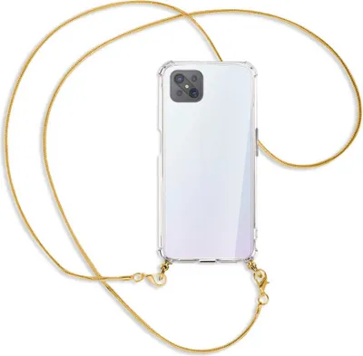 Produktbild von Handykette Backcover-Schutzhülle mit Band (Metall goldfarben) für Oppo A92S / Reno4 Z 5G - goldfarbene Kette Snake