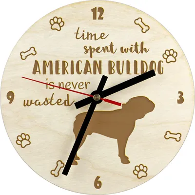Obrázek produktu pro Americký buldok - hodiny se psem, dřevěné hodiny s gravírováním, personalizované hodiny Art-Dog