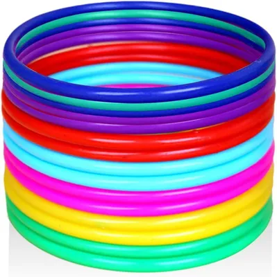 Productafbeelding van Ringwerpringen set - Werpspel ringen - Buiten spelen - Duurzaam kunststof - 15 stuks - Veelkleurig