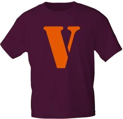 Produktbild von Marken T-Shirt mit Print Buchstabe - V - 85121 Bordeaux Gr. S-3XL Größe - 3XL
