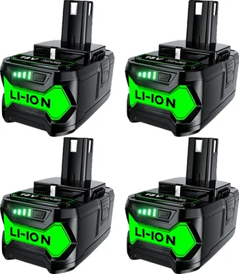 Obrázek produktu pro Li-ion baterie, kapacita 6000 mAh, kompatibilní s Ryobi P108, 4 kusy 6,0 Ah baterie