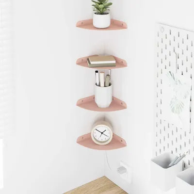 Obrázek produktu pro Maison Exclusive – Nástěnné regály v rohovém provedení, sada 4 kusů, barva růžová, rozměry 15 x 15 x 2 cm