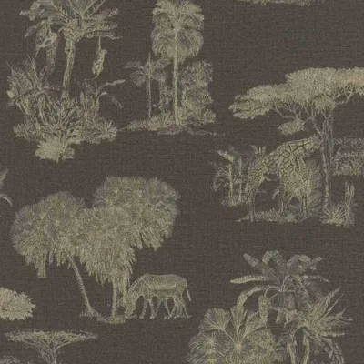 Produktbild von Vliestapete 555035 Tapete Botanical Dschungel 53 x 1005 cm Rasch Lirico Schwarz Gold