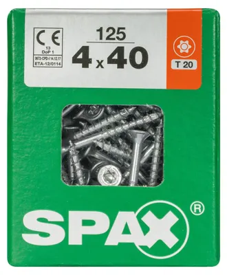 Produktbild von SPAX Universalschraube, Teilgewinde, Senkkopf, T-STAR plus T20, 4CUT, WIROX, 4 x 40 mm, 125 Stück