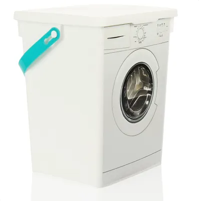 Produktbild von com-four® Waschmittelbehälter aus recyceltem Kunststoff 5 L - Aufbewahrungsbox mit Deckel und Henkel für Waschmittel, Tabs, Discs, Pods - Wäscheklammern-Eimer mit Tragegriff