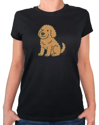 Produktbild von Huuraa Damen T-Shirt Labradoodle Comic Labradoo L Black Bio Baumwolle Fairtrade Damenshirt Geschenkidee