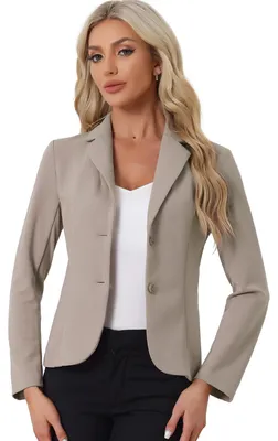 Produktbild von Allegra K Damen-Blazer für Arbeit, Büro, mit Stretch, Reverskragen und Langen Är