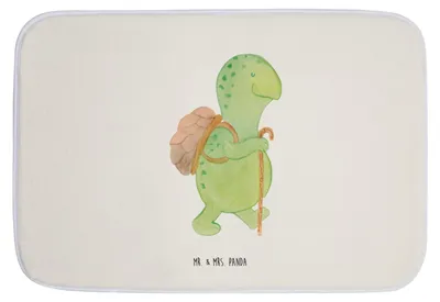 Produktbild von Mr. & Mrs. Panda Badematte Schildkröte Wanderer - Weiß - Geschenk, Motivationssprüche, Motivation, Rucksack, Badezimmerteppich, Schildkröten, Badvorleger, badezimmermatte