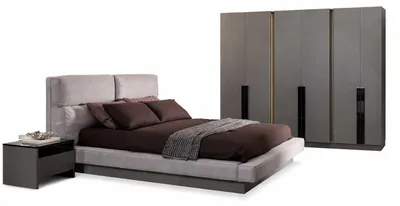 Productafbeelding van Modern bed + nachtkastjes, slaapkamer, kledingkast, designset