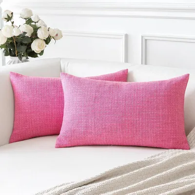 Obrázok produktu pre Dva vankúšové poťahy, 30x50 cm, ružová farba, vzhľad ľanu, materiál: polyester