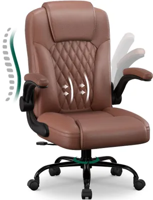 Produktbild von Aiibot Bürostuhl Ergonomisch,Bürostuhl Kunstleder,Schreibtisch Stuhl mit klappbare Gepolsterte Armlehne,Bürostuhl 150 kg,90-120°Wippfunktion,Drehstuhl