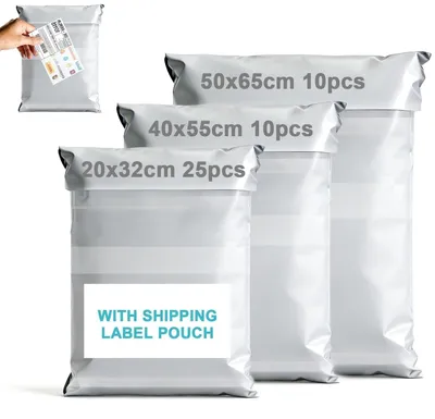 Imagen del producto de Bolsas para envíos, 45 unidades - Opacas - Resistentes al agua - Resistentes al desgarro - Tallas S/M/L - Ideales para ropa/paquetes - Bolsa para envíos