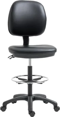 Image de Vinsetto Tabouret à roulettes réglable en hauteur 69-91 cm avec dossier inclinable et repose-pieds réglable