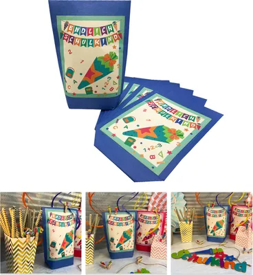 Produktbild von Oblique Unique 6 Geschenktüten Papier Tüten Endlich Schulkind Geschenktaschen für Schuleinführung Einschulung Mitgebsel - blau
