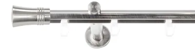 Produktbild von SN Deco Gardinenstange Innenlauf Lyon, 19 mm, 1-läufig, Stahl, Komplett-Set mit Ringen, Profilträger, 150 cm, edelstahl optik