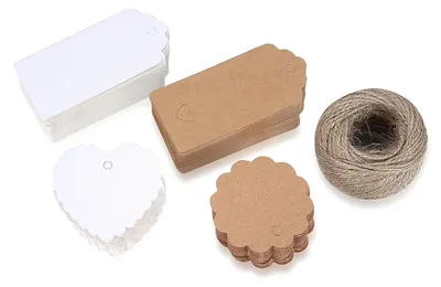 200 Geschenkanhänger aus Kraftpapier mit Jutetuch