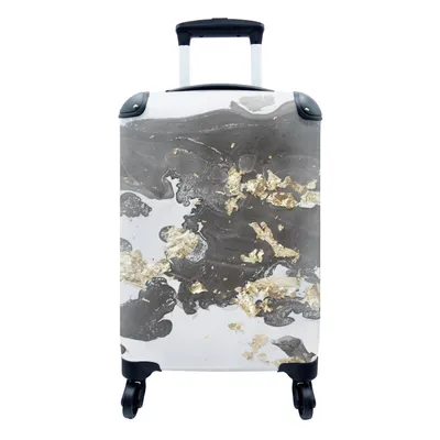 Produktbild von MuchoWow® Koffer Handgepäck Trolley Rollkoffer Kleine Reisekoffer mit 4 Rollen - Marmor - Grau - Gold - Cabin Size < 55x40x23 cm & 55x40x20 cm - Fotokoffer - Kabinenkoffer - Boardgepäck - Reise-Box - Reisekoffer - Reisegepäck - Koffer mit Bild - Trolley für Kinder