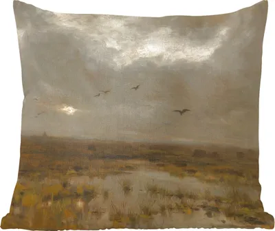 Produktbild von MuchoWow® Zierkissen Sofakissen Wohnzimmer Dekokissen 40x40 cm Der Sumpf - Gemälde von Anton Mauve - Foto Kissen - Schlafzimmer Dekoration